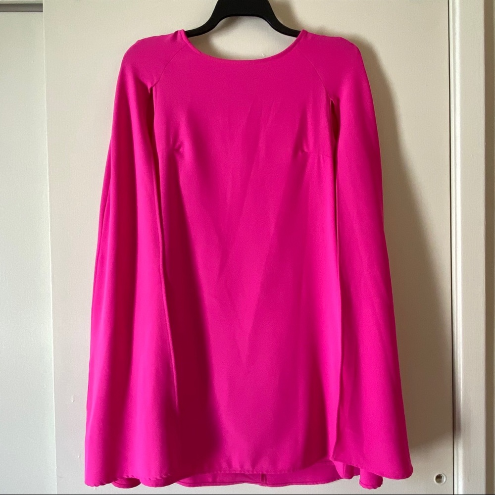 Mini Length Hot Pink Cape Dress
